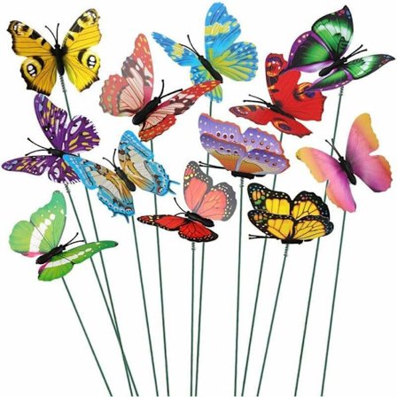 50-pack 3D Butterfly Garden Decoration - Waterproof PVC Flower Stick Ornaments for Outdoor Use