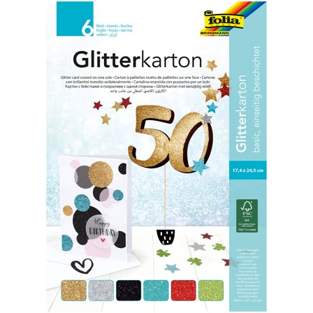Folia Glitterkartong Basic 6 Ark