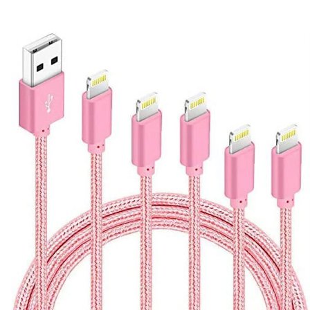 5-pack (0,9 m, 0,9 m, 1,8 m, 1,8 m, 3 m) Laddningskabel iPhone-laddare, MFi-certifierad USB Lightning-kabel Nylonflätad snabbladdningssladd kompatibel