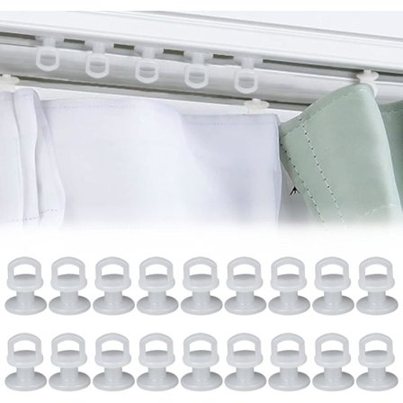 Glidende gardinkroge skinne glider, gardinglidere, 50 stk., gardinkroge til vindue, dør og brusebad