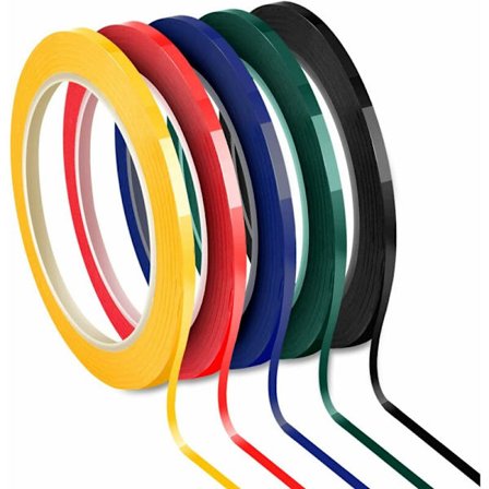 5 ruller 3mm grafisk diagram gitterbånd selvklæbende whiteboard markering, 5 farveassortiment, 66m pr. rulle