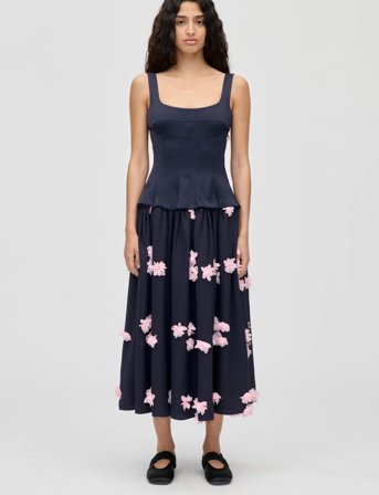 STINE GOYA 2330 Double Sided Crepe, Corset Lon - Navy - S