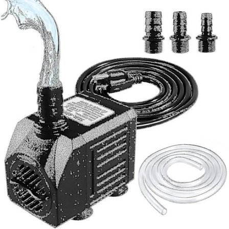 Fontänpump, 600 l/h dränkbar vattenpump (8 W), liten tyst utomhusfontänpump med 1 meter slang (innerdiameter)