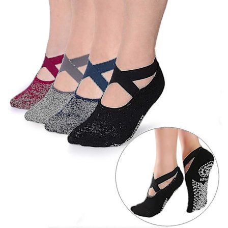 4 Par Skridsikre Strømper Til Yoga Pilates Fitness Hospitalstrømper Til Kvinder