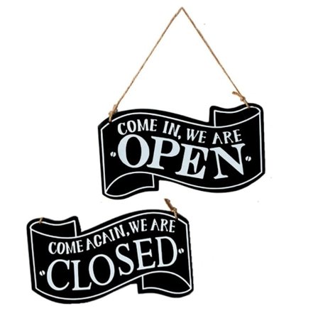 Forretningsskilt hængende skilt åbent og lukket