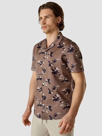 Shaping New Tomorrow - Short-Sleeved Shirt Bowling Collar - Subtle Flowers - Herr - Storlek L