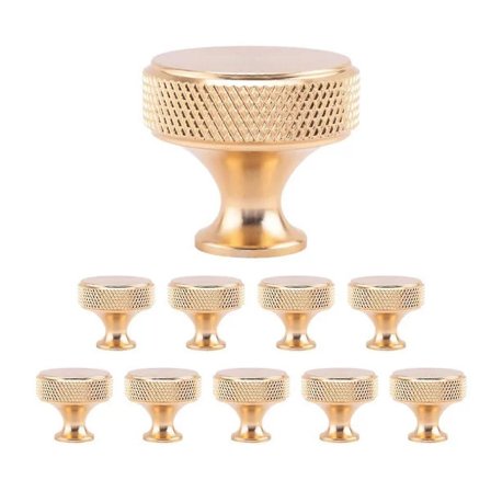 10-pak Champagnebronze Riflet Kabinetknopper Runde Køkkenlåger Træk til Skuffe Kommode, Skab