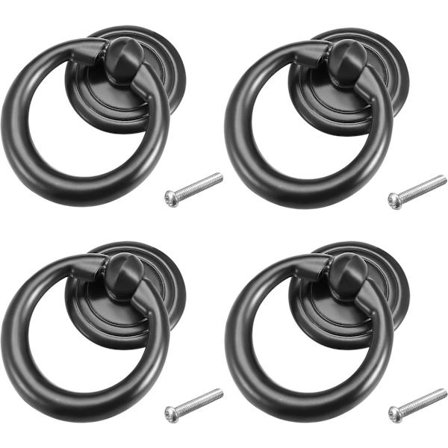 Møbelknotter Pakke med 4 Runde Vintage Knotter Møbelknott Svart Trekk Skap Knotter Inkludert Monteringsbolt Håndtak Møbelhåndtak Skapknott