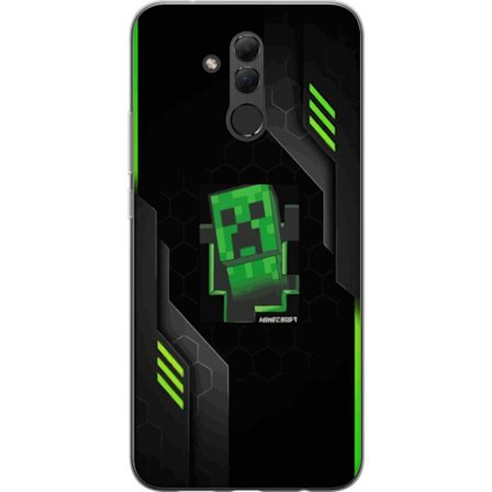 Yhteensopiva Puhelinkuori Huawei Huawei Mate 20 lite Vihreä pikselipohjainen peli-esitys, jossa on futuristisia neon-elementtejä ja tumma tech-taust