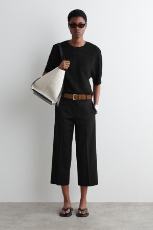 COS Women's Wool-Blend Capri Trousers in Black