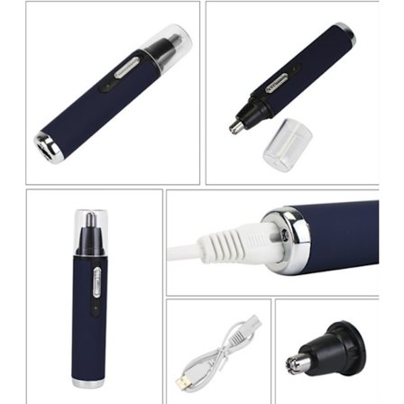 Blå professionel USB-genopladelig næsehårstrimmer til mænd og kvinder