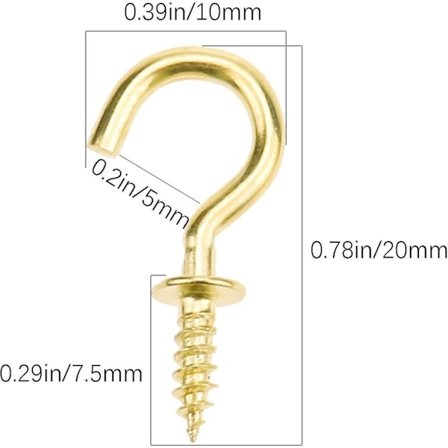 Mini Loftskruekroge 200 stk. 1/2 Tomme Kopkroge Skruekroge Til