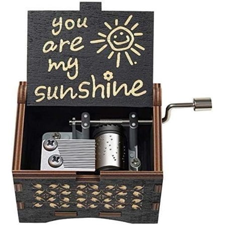 You are My Sunshine Music Box Wood Personlig speldosa, lasergravering Wood Sunshine Music Box Black)