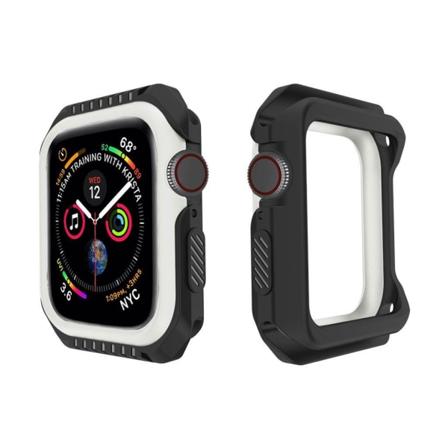 Apple Watch Series 4 44mm kellolle pehmeä joustava silikooni muovinen suojaava kehys - Musta/ Valkoinen Multicolor