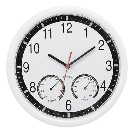 Quartz Sten Ur Lydløst Vægur Præcist Termometer Fugtighed Indendørs Udendørs Pool Terrasse LGL