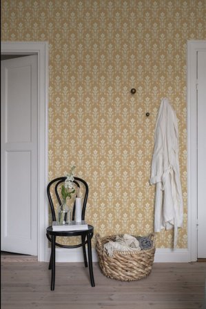 Duro Tapet, Hudiksvalls Teater 677-02 Blommor & Blad, L, Gul, Färg & tapeter