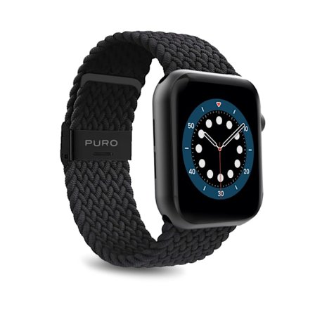 Puro Apple Watch (42/44/45/49) mm Armband Nylon - Svart