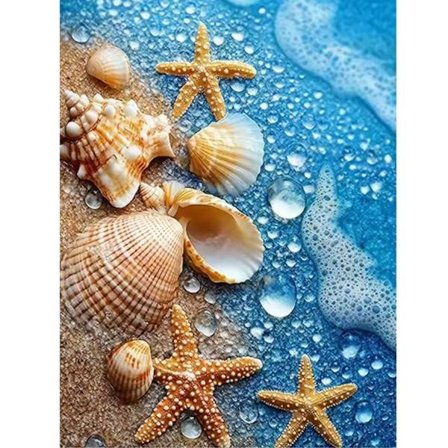 Diamant Mosaik Kyst Shells Søstjerner Fuld Rund Diamant Maleri Hjem Væg Kunst Dekoration