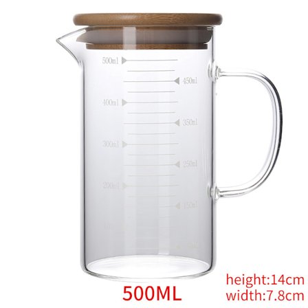 Kreativitet Bambu Cap Glas Graduerad Burk Hushållsvaruhus Vattenkopp Presentkoppar Med Mätning