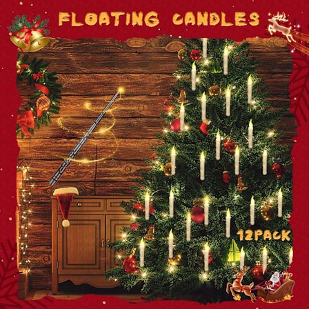 Flydende Lys med Tryllestav Fjernbetjening, Magiske Flydende Halloween Lys (12 stk.)