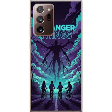 Kompatibelt Mobildeksel til Samsung Samsung Galaxy Note20 Ultra Stranger Things-inspirert fantasyillustrasjon med mørkt monster, syklende barn og dra