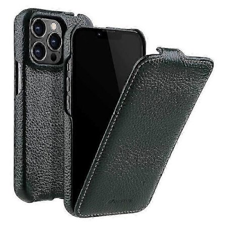 Melkco Lodret Flip Telefon Cover til Iphone 12/12 Pro Ægte Ko Læder+pc Litchi Tekstur Cover