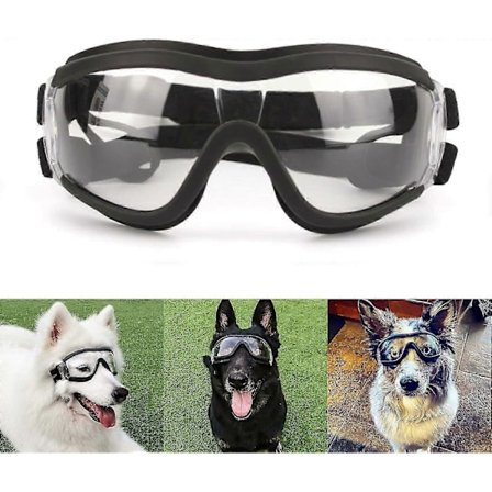 Koiran suojalasit, läpinäkyvät lemmikkien aurinkolasit, vedenpitävät, tuulenpitävät silmäsuojat suurille/keskikokoisille koirille - Yvan