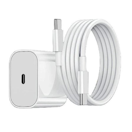 Laddare USB-C kompatibel iPhone Samsung strömadapter 20W + 2m Kabel