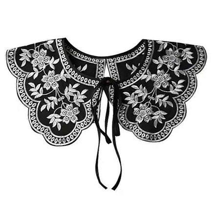 Vit Dam Blus Broderad Krage Peter Pan Falsk Krage Avtagbar Falsk Krage Falsk Krage Tröja Halv Skjorta Blus Krage