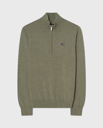 Lexington Teen half-zip sweater, grøn melange
