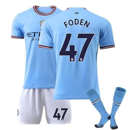 Perfekt Manchester City-tröja 22-23 Fotbollströja Mci-tröja GREALISH 10 - Perfet FODEN 47 Kids 24(130-140)