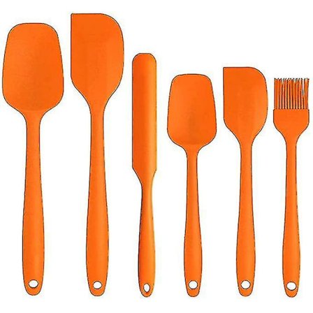 Silikon Spatelsett, 6 stk Non-stick Gummi 447f Varme Med Rustfritt Stål Kjerne Spatler For Matlaging
