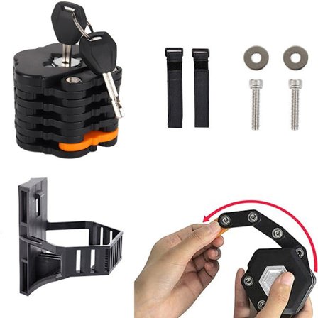 Foldelås - sykkellås - med lås og to nøkler - egnet for alle typer sykler - 78 cm