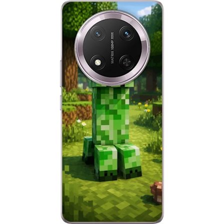 Kompatibelt Mobilskal till Honor Honor Magic7 Lite Block-baserad Creeper-figur i en grön pixell värld, ikonisk spelillustration för barnrum, gamers