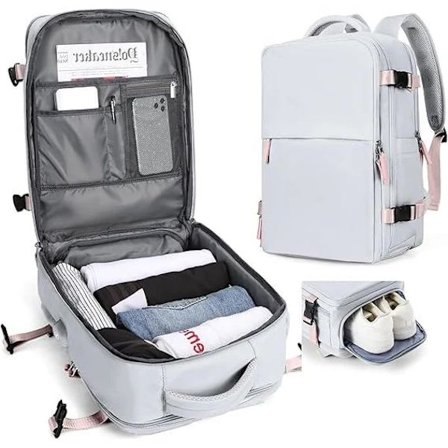 Ryanair Damresevesker Håndbagasje Flyselskaper Reisevesker Kabinveske 45x36x20 Laptop Ryggsekk med USB-kabel Carmelo Kabinryggsekk for Par Lilla 