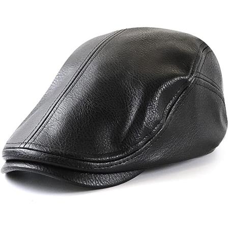 Herre Beret Cap Justerbar PU Lær Newsboy Ivy Gol Hat 56-60 C