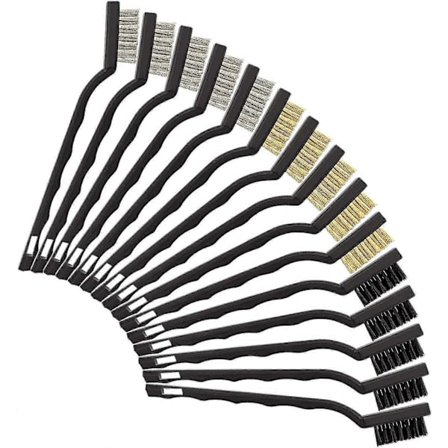 15 st Trådborstar, 5 st Nylonborstar, 5 st Mässingsborstar, 5 st Rostfria Stålborstar, Handtrådborste för Rengöring Borstning Skrubbning Rost A