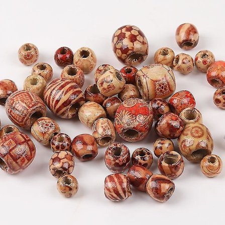 200 st Träfärgade Pärlor Naturliga Runda Träkulor Färgglada Hantverkspärlor Tunna Träfärgade Pärlor