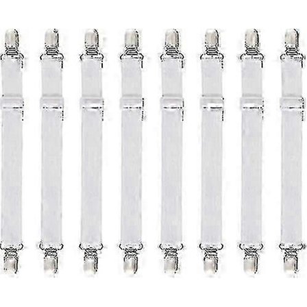 8 st (60 cm till 200 cm) Justerbart lakan med spänne, justerbara spännare, passar alla sängar och madrasser, vit [DB]