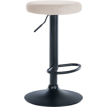 Barstol - Avföring med sammetklädsel - Justerbar höjd och bekvämt fotstöd | Färg: Crème | Basfärg: svart