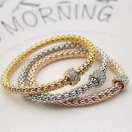 Dame Tri Tone Stretch Armbånd 3-delt Sett