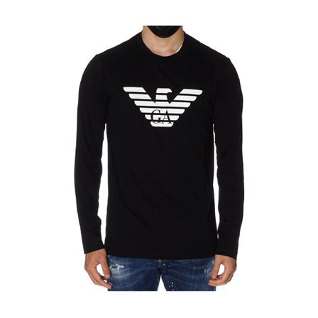 Emporio Armani Long sleeve shirt in cotton Sort, Herre Sweatshirts
