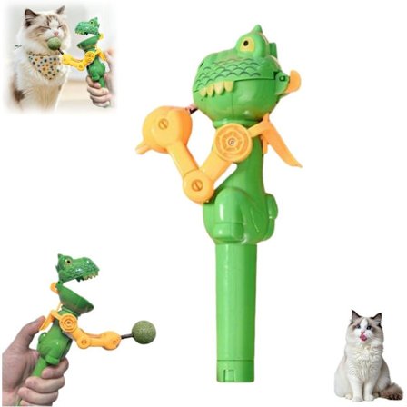 Dinosaur Katteleke med Ertepinne & Mintpinne - Interaktiv Godteridispenser, Silikon Tygg & Tannpleieleke for Morsom Innendørslek