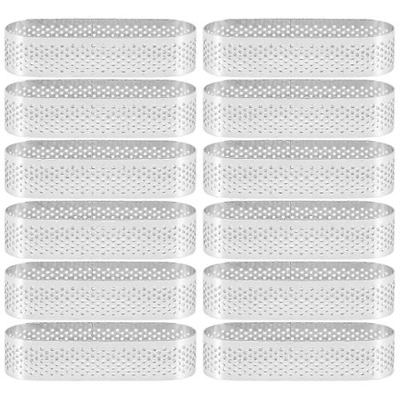 Ovale bageforme til tærter - 12 stk. dessertringe i rustfrit stål