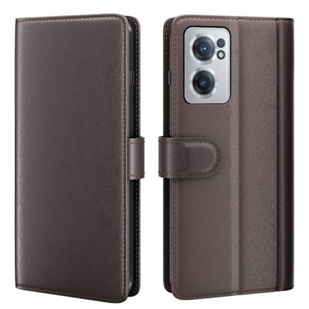 Aito nahkakotelo luottokorttipaikoilla OnePlus Nord CE 2 5G - Ruskea