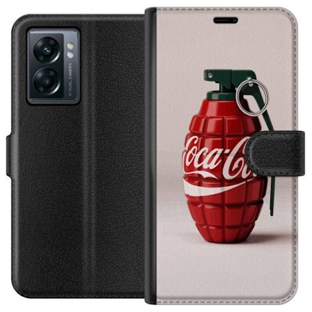 Kompatibelt Plånboksfodral till OnePlus OnePlus Nord N300 Konstnärlig illustration av Coca Cola granat i rött och grönt, pop art inspirerat motiv