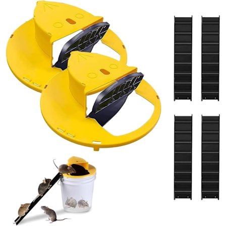 2-pack automatiska återställningsfällor - Musfälla Hink Flip Lock, 5 gallon hinklock Mus Råttfälla, Musfälla Hink Inomhus Utomhus, Återanvändbar 