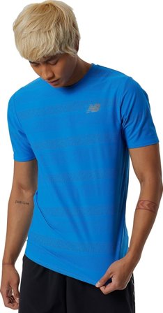 New Balance Men's Q Speed Jacquard Short Sleeve Men Short sleeved fitness sweater Blue M