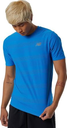 New Balance Men's Q Speed Jacquard Short Sleeve Men Short sleeved fitness sweater Blue XL