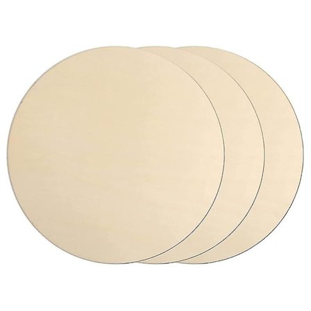 3 stk. 12 tommer træcirkler til håndværk, ubehandlede runde træskiver skåret træudskæringer til